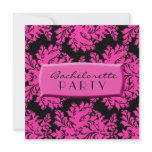 Black and Hot Pink Damask Invites