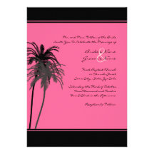 Black and Hot Pink Tropical Palms Invitation