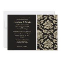 Black and Ivory Damask Wedding Invitation
