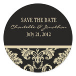 Black and Ivory Damask Wedding Sticker