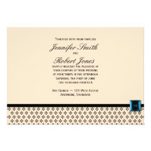 Black and Ivory Modern Damask Wedding Invitation