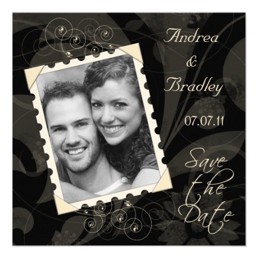 Black and Ivory Photo Save the Date Card Custom Announcement