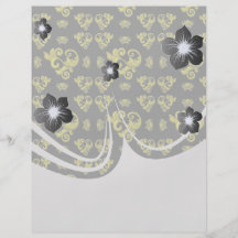 black and lemon yellow swirl leaf damask personalized flyer