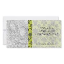 black and lime green damask.ai custom photo card