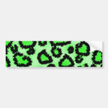Black and Lime Green Leopard Print Pattern. Bumper Stickers
