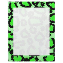 Black and Lime Green Leopard Print Pattern. Letterhead Template