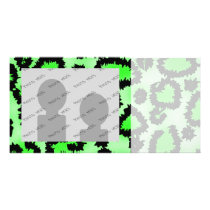 Black and Lime Green Leopard Print Pattern. Customized Photo Card