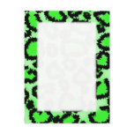 Black and Lime Green Leopard Print Pattern. Post Card