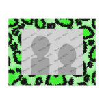 Black and Lime Green Leopard Print Pattern. Post Card