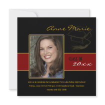 Black and Maroon Graduation Party Photo Invitation