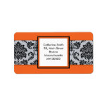 Black and Orange Damask Address Labels