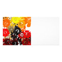 Black and orange floral photo greeting card