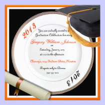 Black and Orange Graduation Party Invitations invitations