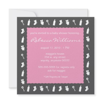 Black and Pink Baby Things Invitation by nyxxie