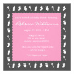 Black and Pink Baby Things Invitation invitations