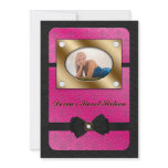 Black and Pink Bowed Sweet Sixteen Photo Invite invitations