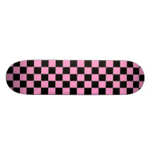 Black and Pink Chequered Skateboard