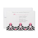Black and Pink Damask Wedding Response Card Personalized Invite