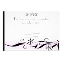 Black and pink floral RSVP card Invitations