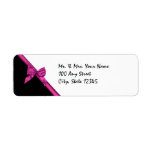 Black and Pink Satin Ribbon Return Address Labels