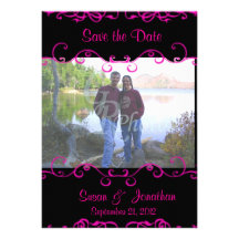 Black and Pink Save the Date Photo Card Personalized Announcement