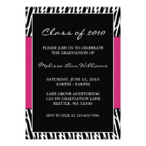 Black and Pink Zebra Graduation Announcement invitations