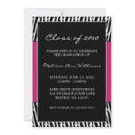 Black and Pink Zebra Graduation Announcement