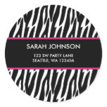 Black and Pink Zebra Pattern Custom Address Label