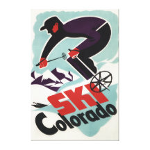 Black and Purple Clothed Skier Canvas Prints