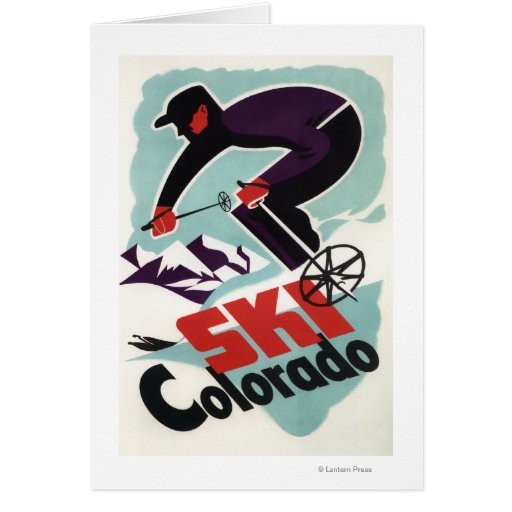 Black and Purple Clothed Skier Greeting Card