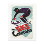 Black and Purple Clothed Skier Post Cards