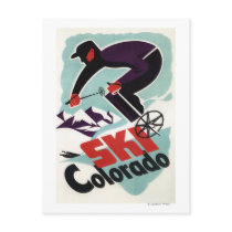 Black and Purple Clothed Skier Post Cards