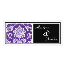 Black and Purple Damask Wedding Invitation