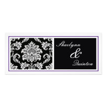 Black and Purple Damask Wedding Invitation