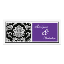 Black and Purple Damask Wedding Invitation