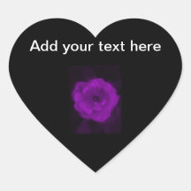 Black and Purple Rose. Heart Sticker