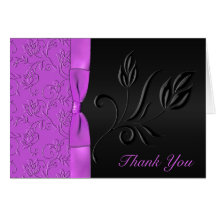 Black and Purple Satin Ribbon Thank You Card