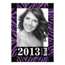 Black and Purple Zebra Print Photo Graduation invitations