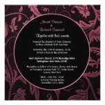 Black and Raspber Damask Wedding Invitation Square