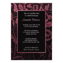 Black and Raspberry Damask - Bridal Shower invitations