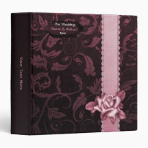 Black and Raspberry Damask  Photo Album Planner Vinyl Binder