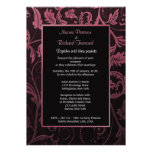 Black and Raspberry Damask Wedding Invitation