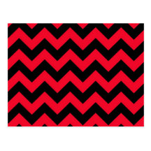 Black and Red Chevrons Post Cards