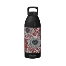Black and Red Chrysanthemums Water Bottle