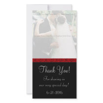Black and Red Damask Thank You Card Personalized Photo Card