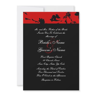Black and Red Floral Wedding Invitation by TheBrideShop