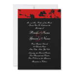 Black and Red Floral Wedding Invitation
