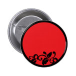 black and red flourish pinback buttons