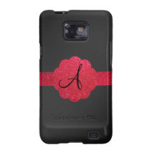 Black and red glitter monogram samsung galaxy s2 cases