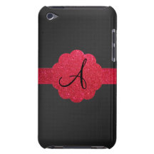 Black and red glitter monogram iPod Case-Mate cases